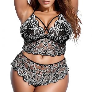 Dasongff Lingerie Femme Sexy Ensemble en Dentelle Grande Taille - Soutien-Gorge Push Up - Deux Pièces - Brassière sans Armature - Nuisettes et Deshabillés -Culotte Sensuelle Tanga Sexy pour Femmes (ELECTRI, neuf)