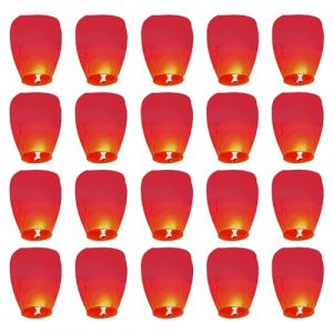 Lot de 20 lanternes C&eacute;lestes Chinoises, Lanterne Chinoise Volante, Lanternes Volantes en Papier, c&eacute;lestes Souhaitant, 100% biod&eacute;gradable, Utilis&eacute;es pour Un Mariage, Une f&ecirc;te, Un Anniversaire(Rouge) (VAIIEYO, neuf)
