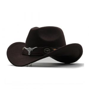 Générique Chapeau de Cowboy pour Femme et Homme Couleur Unie Bordure Chapeau à Large Bord Accessoires Costume de Cowboy pour Adultes et Femmes Western Chapeaux en Feutre (02 Coffee, One Size) (ZFeAOPLQ, neuf)