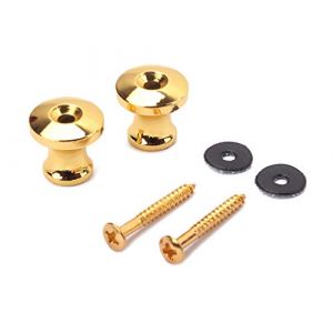 Ensemble de Serrure de Sangle de Guitare 2 Pi&egrave;ces T&ecirc;te de Champignon Bouton de Sangle de Guitare Acoustique pour Guitare Folk &Eacute;lectronique &Eacute;lectronique Guitare Basse (Dor&eacute;) (Karminna, neuf)