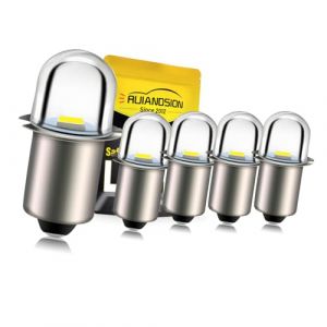 Ruiandsion Upgrade Ampoules de lampe de poche LED P13.5S Prise de base Ampoules LED blanches Remplacement 3V pour lampes de torche de lampe de poche de phare, sans polarit&eacute; (lot de 5) (Ruiandsion, neuf)