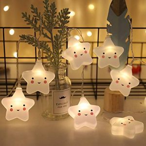 NIWWIN Bébé enfants mignon lampe chambre lumière couloir décor petite veilleuse Halloween noël vacances chaîne lumières 10LED avec batterie alimenté partie salle de classe salle à manger décor(Étoile) (LANSE JIEDENG, neuf)
