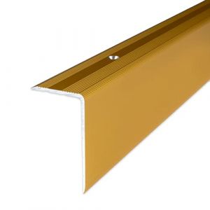 PROVISTON | Nez de marche | Alu | Couleur or | Largeur 30 mm | Hauteur 52 mm | Longueur 1000 mm | Nez de marche à visser | Nez de marche escalier | Cornière alu | 1 pièce (VLD Trade GmbH, neuf)