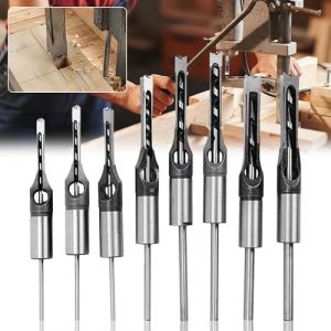 Lot de 8 Forets Bois Foret Trou Carré, Meche Bois Tariere pour Perceuse a Colonne, Mortaiseuse à Bedane Mèches pour Trou Carré pour Perceuse à Bois 6mm 6,4mm 8mm 9,5mm 11mm 12,7mm 14mm 16mm (Rewaiicy, neuf)
