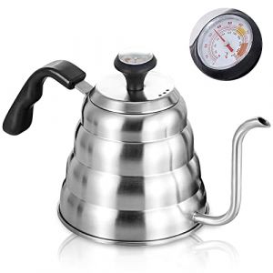 Aicharynic Bouilloire col de cygne 1200 ml - En acier inoxydable - Avec thermom&egrave;tre - Pour tous les types de cuisini&egrave;res - Durable et facile &agrave; nettoyer (MALIKAH LTD, neuf)