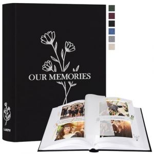 Lanpn Album Photo Scrapbooking, OUR MEMORIES Petit Lin DIY Album 100 Pages Blanches Avec S&eacute;parateurs de Cellophane, Pour Photos 9x13 10x15 13x18cm (Noir, 19x27 cm) (BILLIONRVL, neuf)