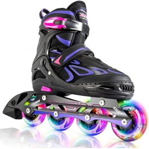 2pm Sports Brice Taille réglable Roller Enfant Fille lumière LED Roues, Rollers en Ligne pour Enfants,Fille at Femmes et Homme (Dream Skates Co., neuf)