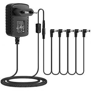 NEUMA Alimentation Adaptateur Prise UE CC 9V 1A Chargeur Secteur pour Pédale d'Effets Guitare Basse avec Câble de 5 Voies (Nanai Tech, neuf)