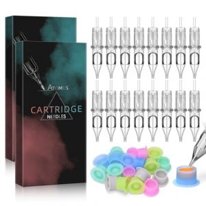 ATOMUS 20pcs Tattoo Cartridge Needles 1003RL Tattoo Needles for Tattoo Gun Pen Liner Pattern Permanent Eyebrow with Disposable 20pcs Silicone Ink Cups for Pen Rotary Machine Tattoo Supplies (hayou1989, neuf)