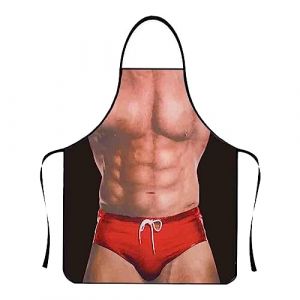 Tablier de Cuisine Homme Créatif Tablier Cuisine Homme Humour Tabliers Barbecue pour Homme Femme Étanche Réglable Tablier Barbecue Sexy Tablier de Cuisine Fun Fête Idée Cadeau Anniversaire BBQ (A-02) (HUAOPYU, neuf)
