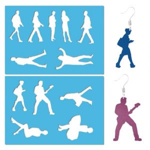 GORGECRAFT 2 Styles Mod&egrave;le de Figure Humaine Homme Femme Marchant Personnes Dessin Pochoirs Acrylique Lapidaire Coupe Cuir Bijoux Pochoir pour Peinture Sur Bois Scrapbook Mur Sol Boucles D'Oreilles (GORGECRAFT FR, neuf)