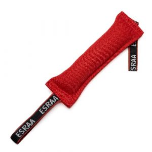 ESRAA Boudin &agrave; Mordre pour Chien, Boudin de Rappel 30 cm en Toile R&eacute;sistante, Jouet Remorqueur pour Dressage et Sport Canin, 2 Anses, Int&eacute;rieur/Ext&eacute;rieur, Rouge (ESRAA France, neuf)