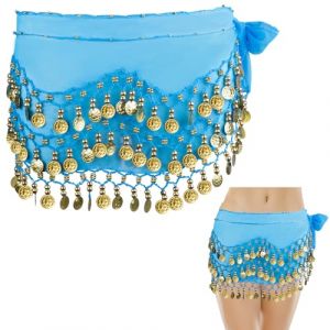 Ceinture Danse Orientale Femme,Foulard de hanche de danse du ventre, costume de danse du ventre pour femmes avec 128 pi&egrave;ces d'or, chiffon de danse jupe ceinture de danse du ventre Belly Dance Costume (LINGYEAL, neuf)