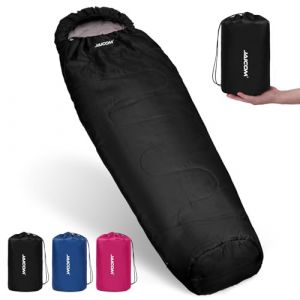 JAICOM Sac de Couchage, Ultraléger Duvet 1 Personne Grand Froid - Sac de Couchage Sarcophage pour Adultes pour Le Camping, Le Sac à Dos, l'intérieur et l'extérieur (Noir - 4 Saisons) (SanheOD-EU, neuf)