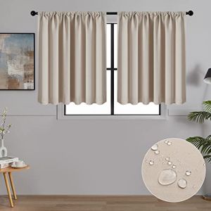 MRTREES Rideau Occultant Court Thermique Isolant Anti Froid et Chaleur pour Petites Fenêtres Tissu Impermeable Rideaux Beige Cuisine 120x45 CM Passe Tringle Décoration Chambre, 2 Pièces (MRTREES HOME, neuf)