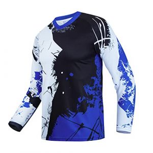 Maillot de cyclisme pour enfant - Maillot de v&eacute;lo de montagne pour gar&ccedil;ons et filles - &Eacute;l&eacute;ment de course - Maillots de sports motoris&eacute;s, bleu, 8 ans (yidingdian, neuf)