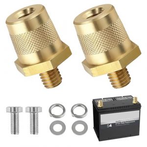 Paire M8 D'adaptateurs de Batterie, Laiton Cosse Batterie Bornes de Bat terie avec 2 Vis en Acier Inoxydable et 4 Rondelles M8 D'adaptateurs de Bat terie pour Yachts Voitures Camions (HaJieQin, neuf)