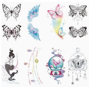ARYU 8 Autocollants De Tatouage Phosphorescents Autocollants Lumineux Bleu-Vert (XCTT, neuf)