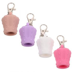 SAFIGLE 4pi&egrave;ces Porte-gloss &agrave; Avec Clip Porte-cl&eacute;s Pour Sac Et Porte-monnaie Couvercle De Remplacement Silicone Pour Brillant &agrave; (Grand Di, neuf)