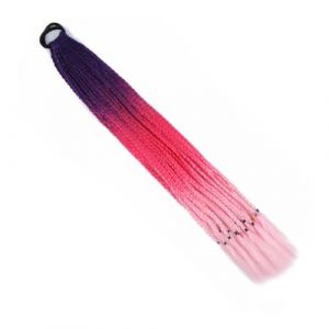 Extensions de cheveux color&eacute;s de 24 pouces, queue de cheval tress&eacute;e, perruques tress&eacute;es avec &eacute;lastiques, postiches synth&eacute;tiques Hair Extensions(C25) (xiaoxiwenuk, neuf)