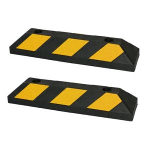 AUA SIGNALETIQUE - Butée De Roues pour Garage Parking Jaune/Noir en Composites Recyclés (Pack de 2) avec Fixations Fournies (AUA SIGNALETIQUE, neuf)