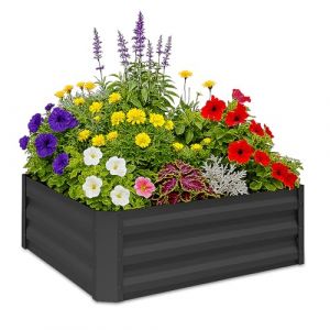 Relaxdays Carr&eacute; Potager, m&eacute;tal galvanis&eacute;, pour Fleurs, Plantes et l&eacute;gumes, HxLxP : 30x90x90 cm, jardini&egrave;re d&rsquo;ext&eacute;rieur (Relaxdays, neuf)