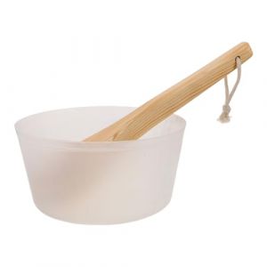 IWOWHERO Doublure Int&eacute;rieure en Plastique R&eacute;sistant &agrave; la Chaleur 4 L pour Seau de Sauna en Bois Louche en Sapin Ergonomique Accessoires pour Sauna Humide, Rev&ecirc;tement R&eacute;utilisable pour Bain (Langeriy, neuf)