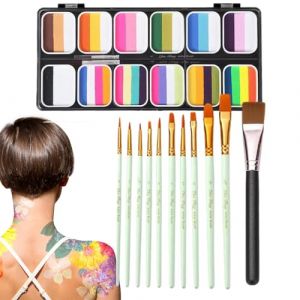 Kit de peinture pour visage &ndash; Spectrum Color &ndash; Kit de peinture artistique lavable | 12 couleurs &agrave; haute pigmentation multifonctionnelle pour le visage et le corps, palette professionnelle lavable pour (ruixjz, neuf)