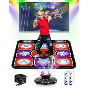 Acelufly Tapis de Danse électronique pour TV avec caméra, Tapis de Danse antidérapant pour Filles, Cadeaux d'anniversaire pour Enfants Adultes, Tapis de Jeu de Danse pour Filles garçons (Noir+Rouge) (PEIZHIXUAN-AMZ, neuf)