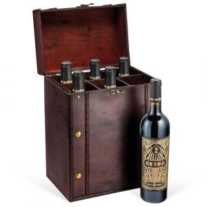 Cadeau de vin : Set de 6 RETRO dans une caisse en bois style antique - vin rouge, Cabernet Sauvignon, sec (6 x 0,75 l) (VELVEO GmbH, neuf)