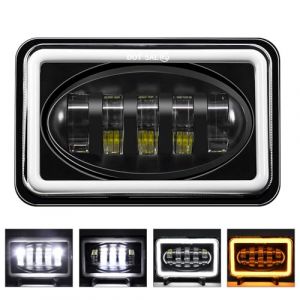 Shkalacar Phare de Travail LED,Phare LED de Voiture de 5 Pouces 4x6 rectangulaire avec Clignotant DRL à Faisceau Haut/Bas Compatible avec H4651 H4652 H4656 H4666 H6545 (WANHAOTUO, neuf)