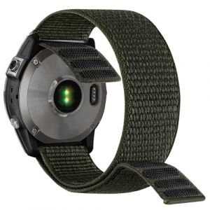YOOSIDE Compatible avec Bracelet de montre en nylon Fenix 6/Fenix 5, Bracelet de sport ultraléger à séchage rapide 22 mm pour Garmin Fenix 6 Pro/Sapphire,Fenix 5/5 Plus,Quatix 6/5 (Vert) (YOOSIDE, neuf)