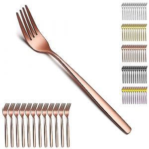 Berglander fourchettes de table en or rose 12 pi&egrave;ces, placage cuivre titane fourchettes &agrave; d&icirc;ner en acier inoxydable moderne, couverts id&eacute;al pour la maison, salle de restauration, h&ocirc;tel, mariage (Culina Houseware, neuf)