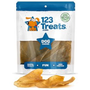 123 friandises – Oreilles de Vache à mâcher pour Chien (10 Units) Oreilles d'animaux 100% Naturelles provenant de bovins nourris à l'herbe en liberté, sans Hormones, additives Or Products Chimiques (123 Treats EU, neuf)