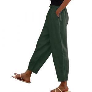 TOFOTL Pantalon Bouffant Femme Detente Ample Large Acheter en Ligne avec Poche Sport Sudation Women D'été Bouffant Fluide Taille Elastique Décontracté Baggy Pantalons Uni Coton Lin Mode Femme 3XL (TOFOTL✈8-21 Jours Arrivent, neuf)
