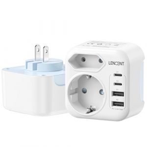 LENCENT Adaptateur Prise USA Adaptateur Prise Canada Americaine US avec USB C Adaptateur de Voyage Type A Adapter Chargeur pour &Eacute;tats-Unis Japon New York Canada Mexique Thailande (HUASIZHE, neuf)
