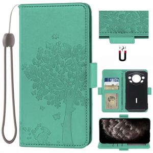 Auotu Cuir with Protection de la cam&eacute;ra PU Coque Flip Bookstyle Magn&eacute;tique Housse &Eacute;tui Cover Case pour Doogee S Punk/Doogee S Punk Pro Smartphone (Vert with Arbre Pattern) (Auotu, neuf)