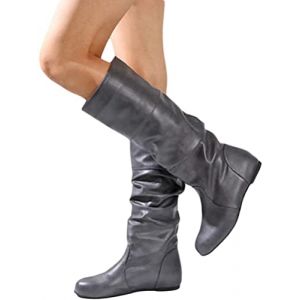 ORANDESIGNE Bottes de Moto Femme R&eacute;tro Bottines a Lacets Cowboy Plates Chaussure de Sport Daim Bottes de Cavalier Botte Neige Hiver A Gris 37 EU (ORANNER EU, neuf)