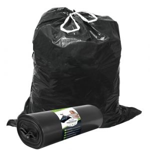 Sacs poubelle 60L noir avec FEUILLE - Résistant à la déchirure - Sacs poubelle XXL - 40 µ d'épaisseur - LDPE recyclé - Grand sac poubelle - 60 litres Ordures ménagères, commerce, industrie - 25 sacs (snowcommerce GmbH, neuf)