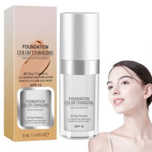 Foundation Color Changing, fond de Teint Changeant de Couleur, fond de teint Foundation color Changing pour Peaux Matures, crée une Propre, Convient aux tons de Peau Clairs à Moyens, FPS 15, 30ML (MAGIC CRAFTSMAN, neuf)