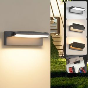 SANSHI applique murale exterieur 30W,3 modes de couleur,lampe murale &eacute;tanche IP65, lampe exterieur murale orientable 350&deg;, lumiere murale int&eacute;rieure ext&eacute;rieure pour jardin terrasse balcon,Gris fonc&eacute; (MAIOU TECH, neuf)