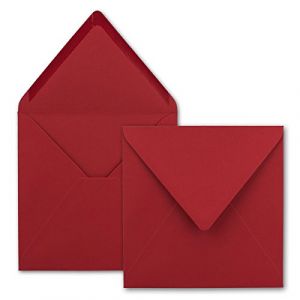 Série FarbenFroh Lot de 75 enveloppes carrées, rouge rose (rouges), 15,5 x 15,5 cm, sans fenêtre, à collage humide, pour cartes d'invitation au mariage, anniversaire et plus (GUSTAV NEUSER GmbH, neuf)