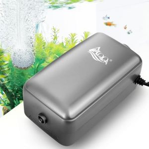 AQQA Pompe a Air Aquarium, 120L/H Réglable Puissante Bulleur Aquarium, 3W Ultra-Silencieux Pompe Aquarium avec 1 Sortie d'air, pour Aquarium Jusqu'à 75L (AQQA Aquarium, neuf)