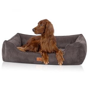 Knuffelwuff Panier pour Chien orthopédique en Velours côtelé Aspect tissé Main Nunavut XXL 120 x 85cm Gris-Marron - Housse Amovible - Lavable - pour Grands, Moyens et Petits Chiens (Knuffelwuff, neuf)