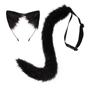 JOERBABU Serre-t&ecirc;te pour oreilles de chat en peluche pour femme, couvre-chef, f&ecirc;te masqu&eacute;e, queue de chat, accessoires de cosplay, accessoires de costume pour femme (jiushuang, neuf)