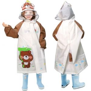 ANYOO Poncho de pluie imperméable pour enfants, manteau de pluie léger avec manches longues pour garçons et filles, randonnée, camping, Ours - XXL, 120-130 (Bicacool, neuf)
