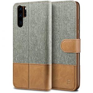 BEZ&reg; Coque pour Huawei P30 Pro, Etui pour Huawei P30 Pro Housse en Cuir de Protection, Portefeuille en Cuir Polyur&eacute;thane, Crochet, Pochette pour Monnaie, Fermeture Magn&eacute;tique, Gris (TheBlingZ., neuf)