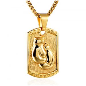 LAFATINA Collier Pendentif Gant de Boxe Fitness Homme Acier Inoxydable Les Chiens Étiquettes Gants de Boxe Pendentifs Collier (lafatina, neuf)
