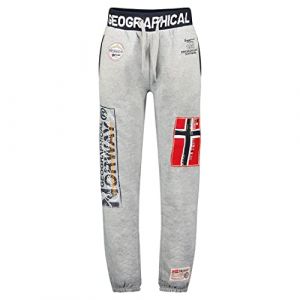 Geographical Norway Myer Men Distribrands - Pantalon Jogging Imprim&eacute; Style Casual - V&ecirc;tements Qualit&eacute; Sport Confortable Doux - Surv&ecirc;tement Homme Decontract&eacute; Coton (Gris_Clair XXL) (Distribrands Corp, neuf)