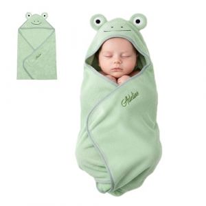 Lam Hub Fong Serviette &agrave; Capuche pour B&eacute;b&eacute; Pur Coton 90 &times; 90 cm Serviette de Bain Personnalis&eacute;e avec Pr&eacute;nom Absorbante et Douce Couverture pour Nouveau-n&eacute; Capuche de Bain pour B&eacute;b&eacute; (Grenouille) (personalised jewel, neuf)